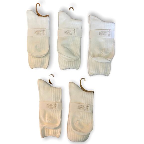 White Crew Socks Lot Of 5 Youth Girls Size 3-6 NEW - Picture 2 of 2